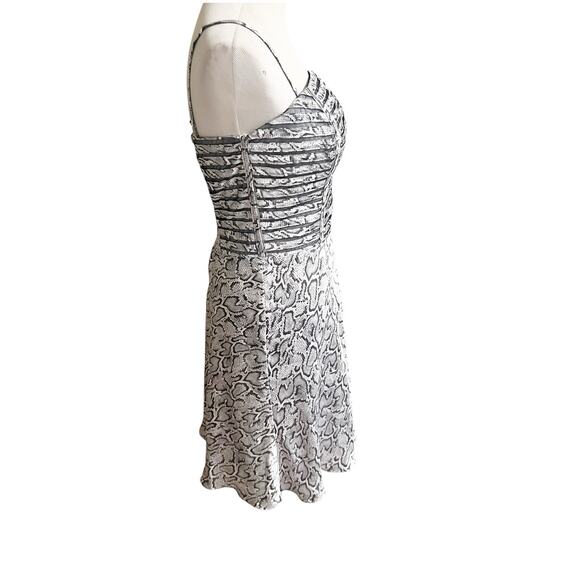 Cache Y2K Snakeprint Mini Skater Dress NWT Smocked Size 4 Satin Reptile Print - Picture 2 of 13